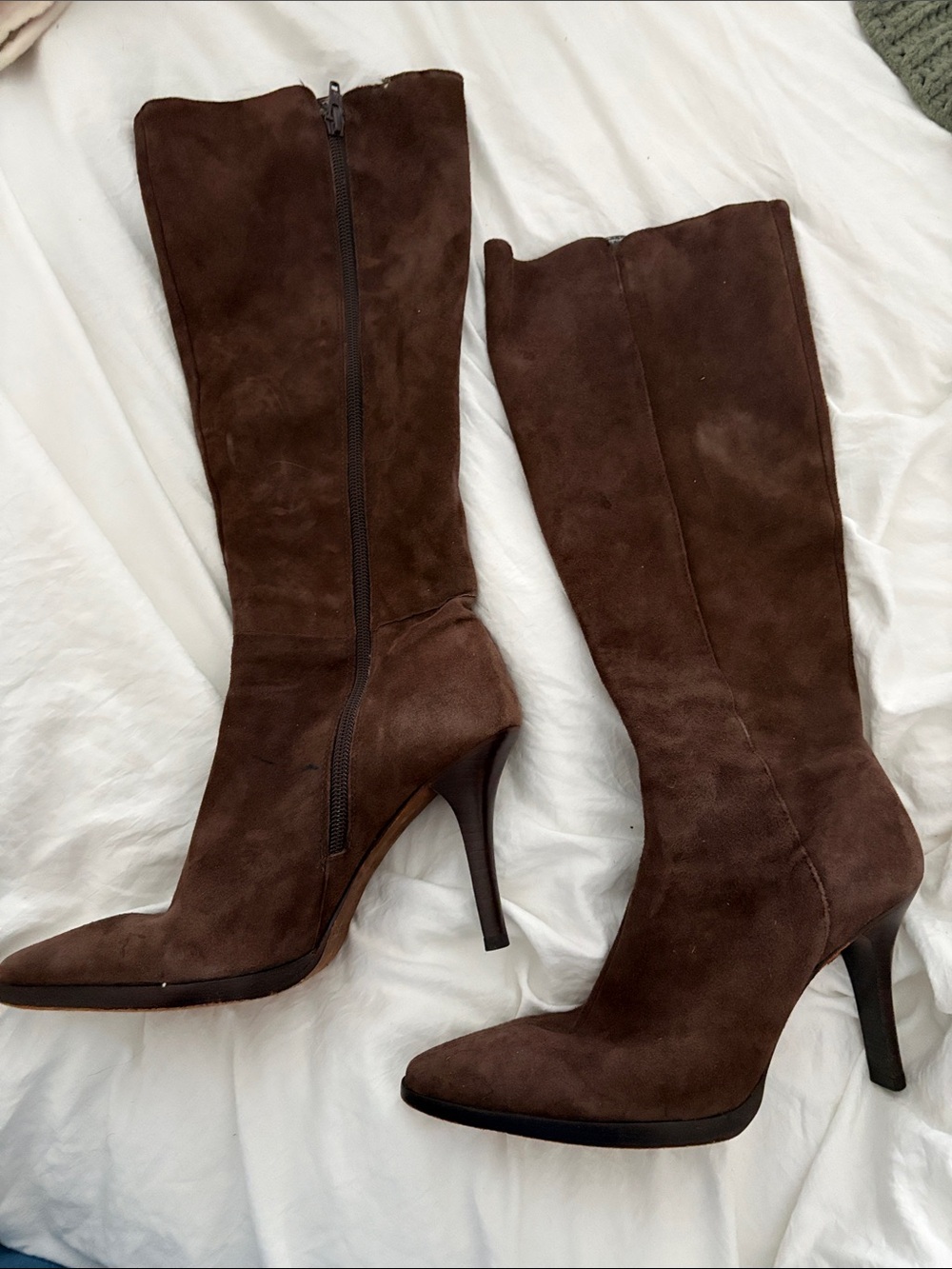 ANTONIO MELANI Brown Suede Knee-High Stiletto Boots